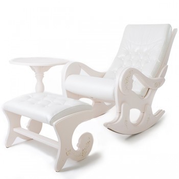 Кресло-качалка Грация (Жемчуг) со столиком и банкеткой