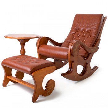 Кресло-качалка Грация (Вишня) со столиком и банкеткой