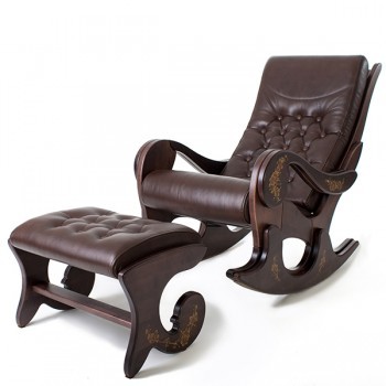 Кресло-качалка Грация с банкеткой (Венге) с росписью.