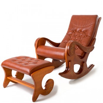 Кресло-качалка Грация с банкеткой (Вишня) с росписью. 