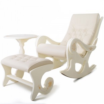Кресло-качалка Грация (Крем) со столиком и банкеткой