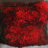Подушка из тибетской овчины красно-чёрная 60 ×60 см 