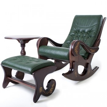 Кресло-качалка Грация (Грин) со столиком и банкеткой